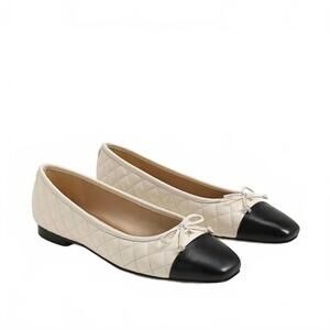 NEW SAM EDELMAN women's marilyn ballet flat in white/black